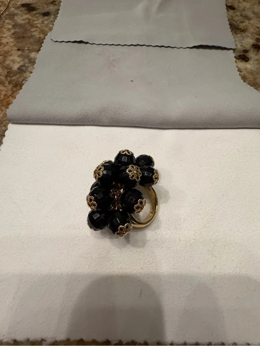 kate spade Black Beaded Cluster Ring with Gold Accents